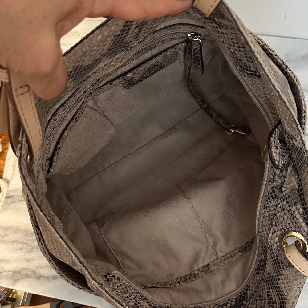 Michael Kors Python snake print gray leather tote… - image 11